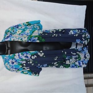 Isaac Mizrahi Floral Print 1/2 Slv Cotton Cardigan, M